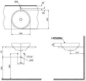 Chậu rửa mặt Toto LW526NJ