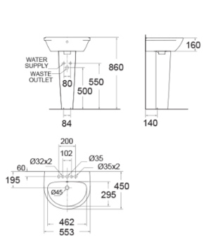 Chậu rửa treo tường American Standard 0953-WT