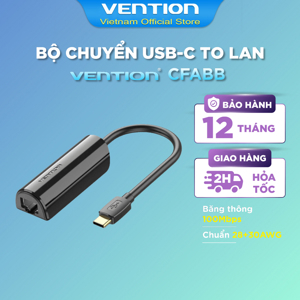 Chuyển đổi Type C to RJ45 LAN (10/100) dài 15cm Vention CFABB