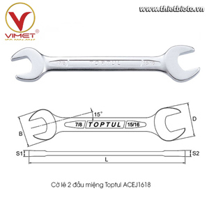 Cờ lê 2 đầu hở Toptul ACEJ1618 1/2x9/16"