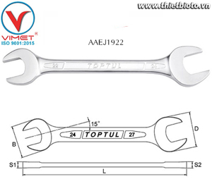 Cờ lê 2 đầu miệng 19x22mm Toptul AAEJ1922