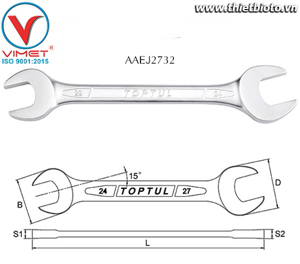 Cờ lê 2 đầu miệng Toptul AAEJ2732, 27x32mm