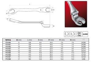 Cờ lê 2 đầu miệng loe lắc léo Yato YT-0180