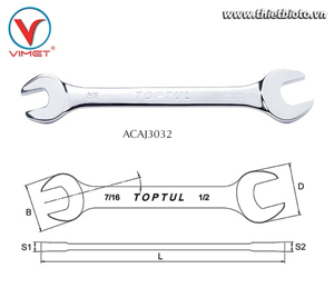 Cờ lê 2 đầu mở bóng hệ Toptul ACAJ3032