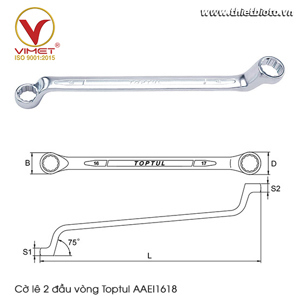 Cờ lê 2 đầu vòng mờ 75 độ 16x18mm Toptul AAEI1618