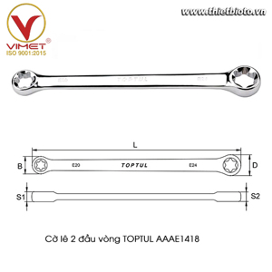 Cờ lê 2 đầu vòng Toptul AAAE1418 14x18mm