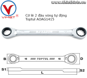 Cờ lê 2 đầu vòng tự động TOPTUL 14x15mm AOAG1415