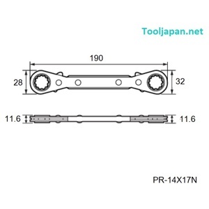 Cờ lê bánh cóc Top Kogyo PR-14X17N