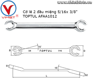 Cờ lê đầu mở Toptul AFAA1012, 5/16x3/8"