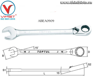 Cờ lê đầu vòng miệng Toptul ABEA0909