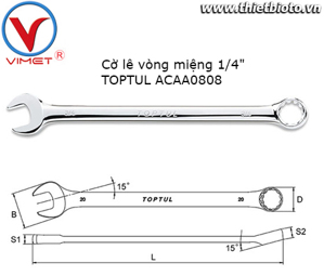 Cờ lê đầu vòng miệng Toptul ACAA0808