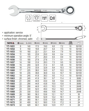 Cờ lê tự động đảo chiều có chốt khóa 27mm Yato YT-1670