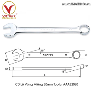 Cờ lê vòng miệng bóng 20mm Toptul AAAB2020