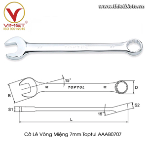 Cờ lê vòng miệng bóng Toptul AAAB0707 - 7mm