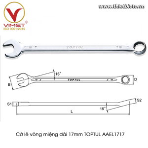 Cờ lê vòng miệng dài Toptul AAEL1717, 17mm