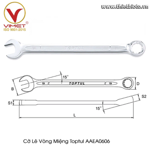 Cờ lê vòng miệng dài 6mm Toptul AAEA0606