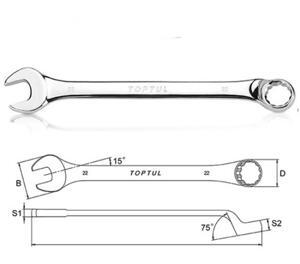 Cờ lê vòng miệng đầu 75 độ Toptul AAAN0909 9mm