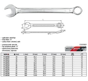 Cờ lê vòng miệng hệ mét bóng mờ Yato YT-00762