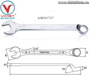 Cờ lê vòng miệng mờ 75 độ Toptul AAEN1717, 17mm