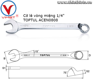 Cờ lê vòng miệng Toptul ACEN0808 1/4"