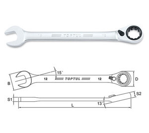 Cờ lê vòng miệng tự động 12mm Toptul ABAF1212