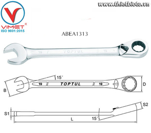 Cờ lê vòng miệng từ động 13mm Toptul ABEA1313