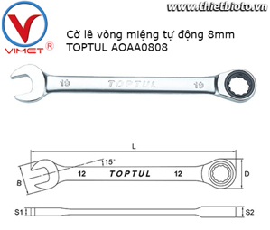 Cờ lê vòng miệng tự động Toptul AOAA0808 8mm