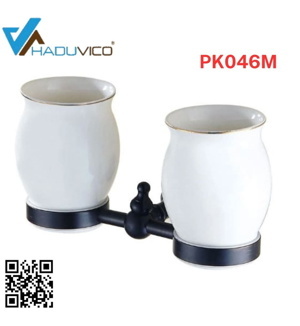 Cốc đánh răng đôi đen chân trơn Haduvico PK046M