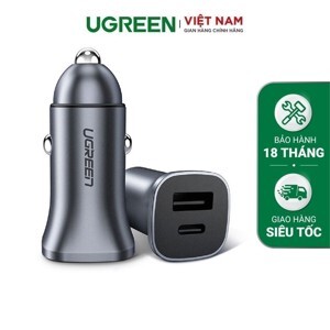 Cốc sạc nhanh trên xe hơi QC 3.0 PD 18W Ugreen 30780