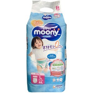 Combo 2 gói tã - bỉm quần Moony L44 cho bé gái