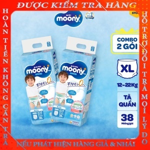 Combo 2 gói tã - bỉm quần Moony L44 cho bé trai