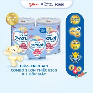 Combo 2 lon sữa bột Glico Icreo số 1 (820g)