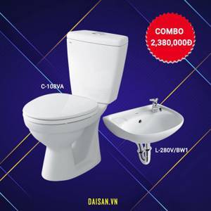 Combo bàn cầu hai khối và chậu rửa C-108VA+L-280V/BW1