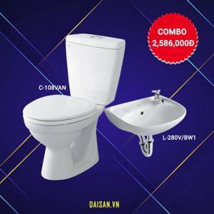 Combo bàn cầu hai khối và chậu rửa Inax C-108VAN+L-280V/BW1