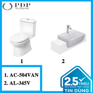 Combo Bồn cầu Inax AC-504VAN+AL-345V chậu lavabo