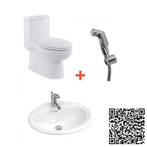 Combo bồn cầu VF - 1858 + Chậu rửa VF - 0476 + Vòi xịt FFAS - 6868