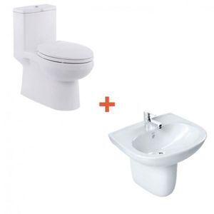 Combo bồn cầu VF - 1858 + Chậu rửa VF - 0947 + Chân chậu VF - 0741