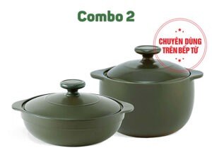 Combo Sinh Nhật Nồi sứ dưỡng sinh 2 – Luna 2.0 L + Vesta 3.0 L (CK) (bếp từ) + nắp – HealthyCook