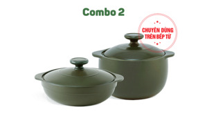 Combo Sinh Nhật Nồi sứ dưỡng sinh 2 – Luna 2.0 L + Vesta 3.0 L (CK) (bếp từ) + nắp – HealthyCook