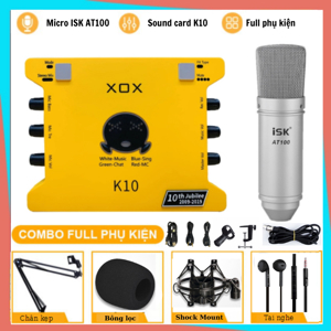 Combo Sound Card XOX K10 + Kèm Mic ISK AT100