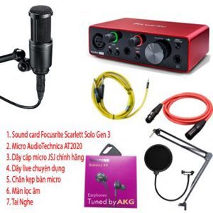 Bộ thu âm Focusrite Solo Gen 3 +  Micro Technica AT2020