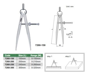 Compa vạch dấu Insize 7260-300 (0-320mm)