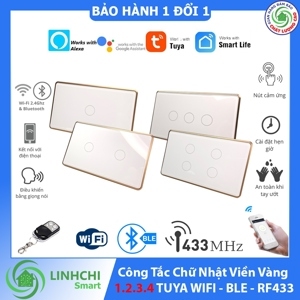 Công tắc cảm ứng Tuya Wifi 2 nút hình chữ nhật