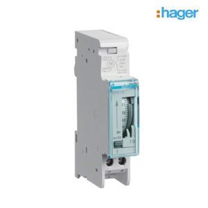 Công tắc thời gian 1 kênh - 24h có nguồn dự trữ 200h, ngõ ra 1N/O 16A 250VAC Hager EH011