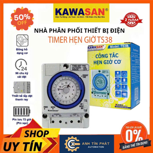 Công tắc thời gian gắn tường, tủ điện, hộp CB dạng cơ Kawa TS38