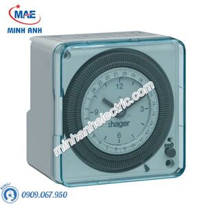 Công tắc thời gian loại Analog 72x72, 1 kênh - 24h có nguồn dự trữ 200h, nguồn cấp 230V 50Hz Hager EH712