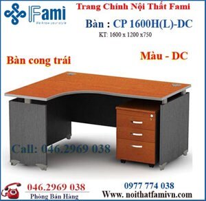 Bàn làm việc lượn nội thất Fami, CP1600HL-PO