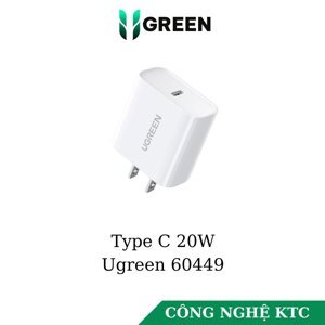 Củ sạc nhanh 18W chuẩn USB-C PD hỗ trợ QC 4.0 Ugreen 60449