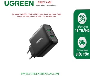 Củ sạc nhanh 36W 2 cổng hỗ trợ Quick Charge 3.0 Ugreen 40583