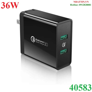 Củ sạc nhanh 36W 2 cổng hỗ trợ Quick Charge 3.0 Ugreen 40583